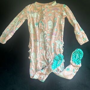 Posh Peanut Olive Unicorn Ruffle Footie